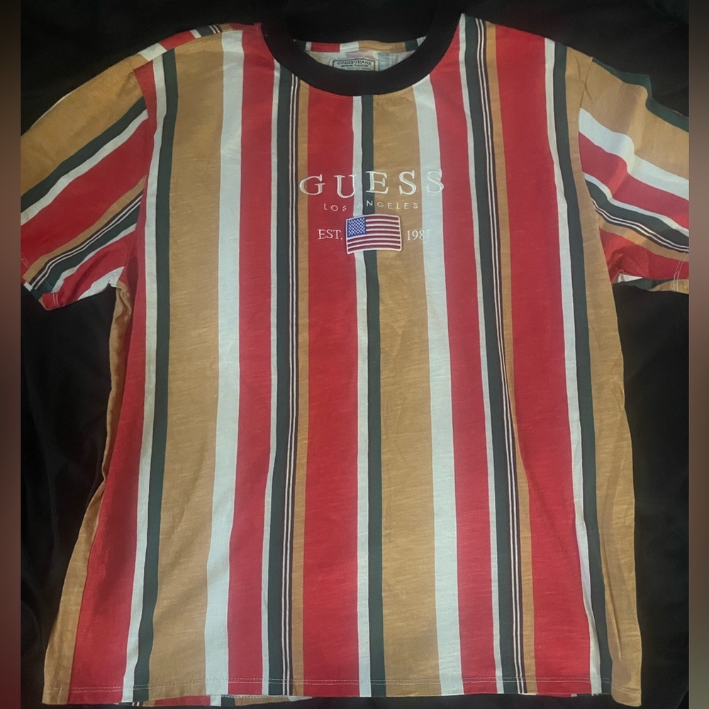 Vintage style Guess t-shirt tan, green, red.